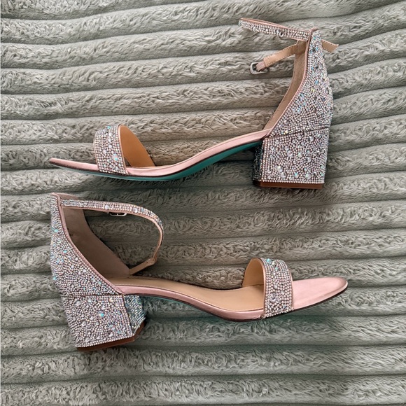 Betsey Johnson Shoes - Betsey Johnson Sparkling Silver Ankle Strap Heels